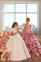 Ivory Girls Satin Dress | Juliette Grace Gown – Pentelei Couture